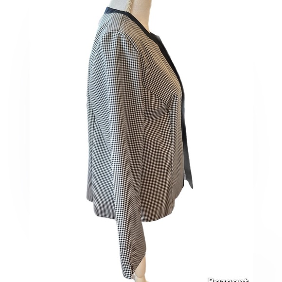 BEA Classics Women’s Navy/White Long Sleeve Blazer Checkered Size 14 Open Front - Picture 2 of 4